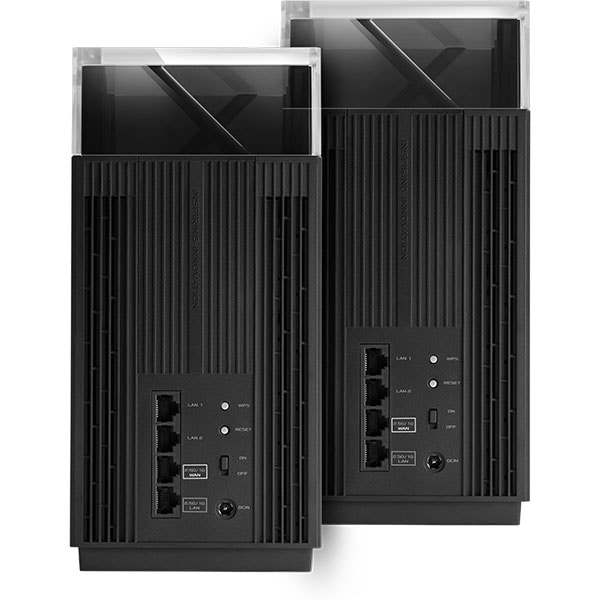 Sistem Wireless Mesh Gigabit ASUS ZenWiFi Pro XT12, WI-Fi 6, Tri-Band 1148 + 4804 + 4804 Mbps, 2 buc, negru