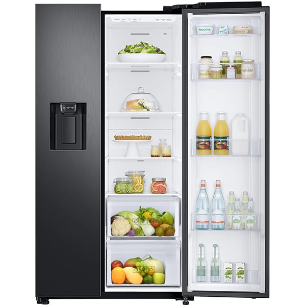 Side by Side SAMSUNG RS68N8220B1/EF, No Frost, 617 l, H 178 cm, Clasa F, Dozator apa, Twin Cooling Plus, negru