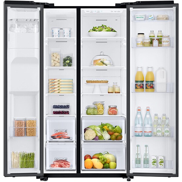 Side by Side SAMSUNG RS68N8220B1/EF, No Frost, 617 l, H 178 cm, Clasa F, Dozator apa, Twin Cooling Plus, negru