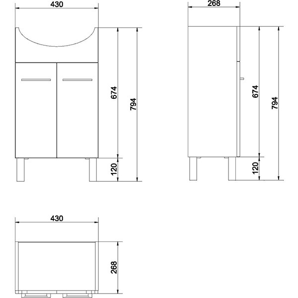 Set mobilier CERSANIT 903 Olivia Libra, 50.5 x 38.5 x 86 cm + Lavoar 50, alb
