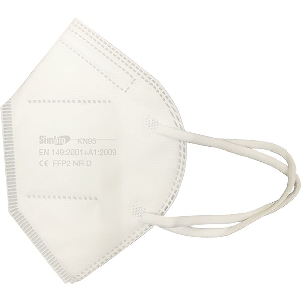 Set masti de protectie sanitara de unica folosinta SIMBIO SBH4813, KN95, FFP2, 4 straturi, 5 bucati, alb