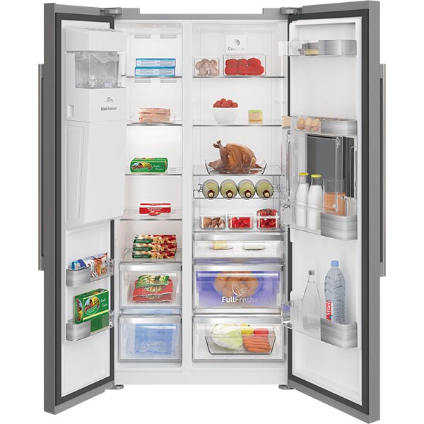 Side by Side GRUNDIG GSBS14620XWF, No Frost, 544 l, H 179 cm, Clasa A++, HomeWhiz, Wi-Fi, inox
