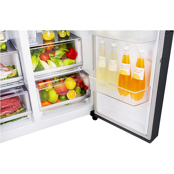 Side by Side LG GSJ761MCUZ, No Frost, Door in Door, 625 l, H 179 cm, Clasa F, negru