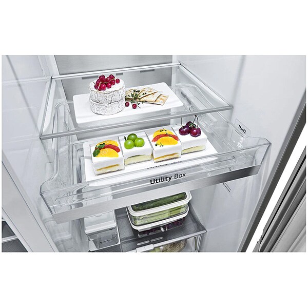 Side by Side LG GSXV91MBAF, No Frost, 635 l, H 179 cm, Clasa F, Dozator apa, argintiu