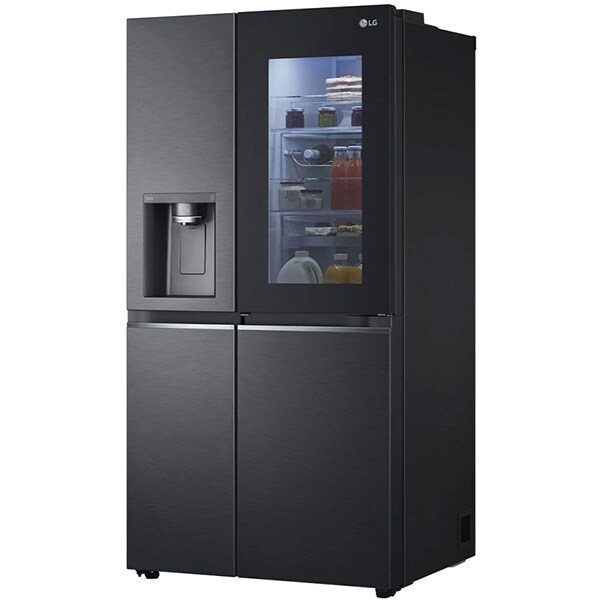 Side by Side LG GSXV91MCAF, No Frost, 635 l, H 179 cm, Clasa F, Dozator apa, negru