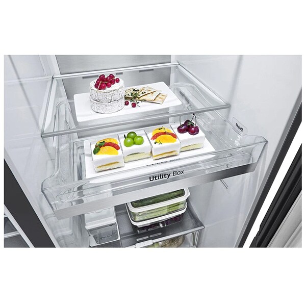 Side by Side LG GSXV91MCAF, No Frost, 635 l, H 179 cm, Clasa F, Dozator apa, negru