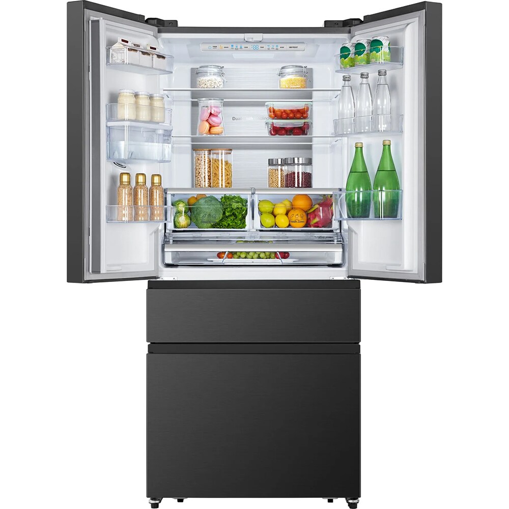 Side by Side HISENSE RF540N4WF1, NoFrost Plus, 480 l, H 181 cm, Clasa F, Dozator apa, negru