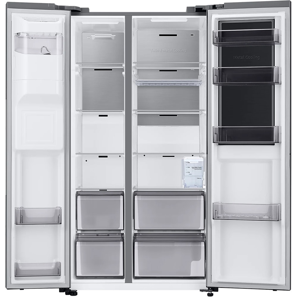 Side by Side SAMSUNG RH68B8541S9/EF, No Frost, 627 l, H 178 cm, Clasa E, Dozator apa, inox