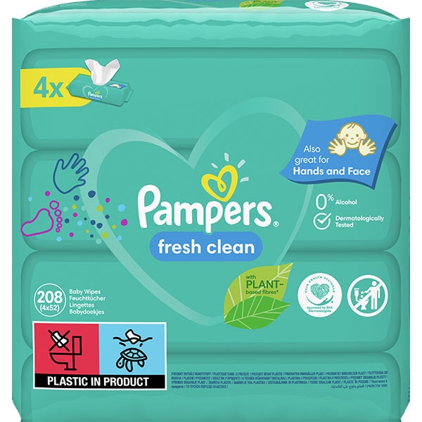 Servetele umede PAMPERS Fresh Clean, 4 pachete, 208 buc