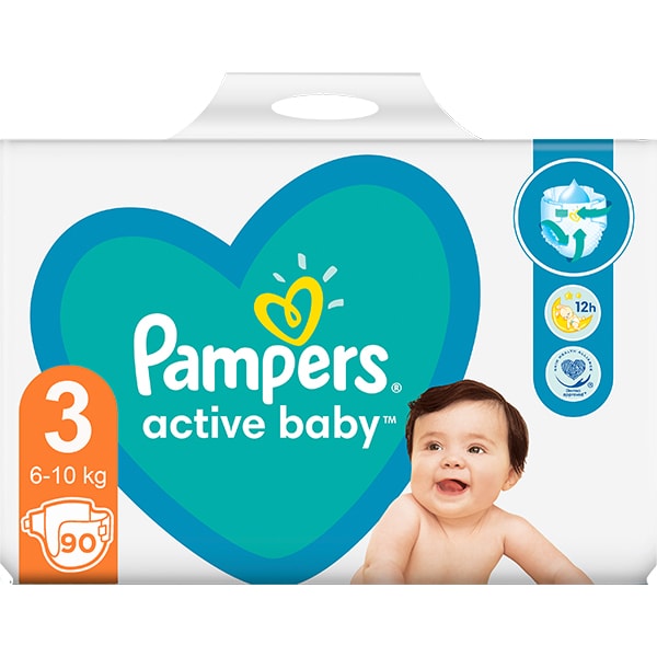 Scutece PAMPERS Active Baby Giant Pack nr 3, Unisex, 6-10 kg, 90 buc