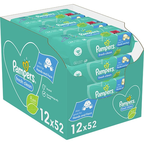 Servetele umede PAMPERS Fresh Clean, 12 pachete, 624 buc