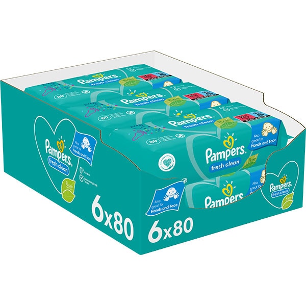 Servetele umede PAMPERS Fresh Clean, 6 pachete, 480 buc