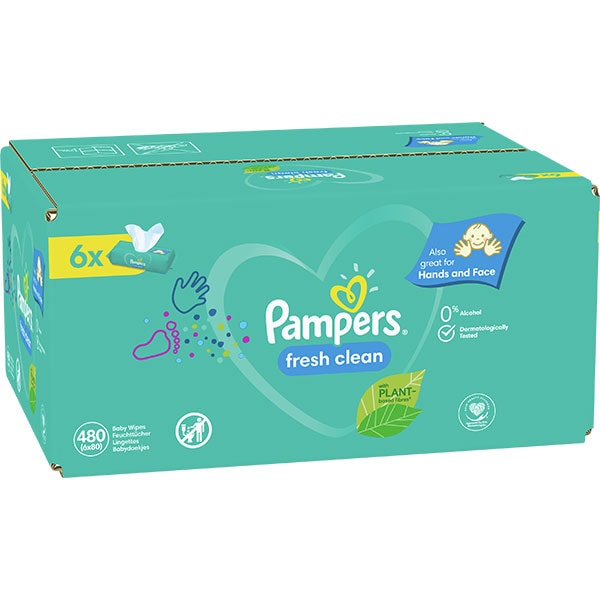 Servetele umede PAMPERS Fresh Clean, 6 pachete, 480 buc