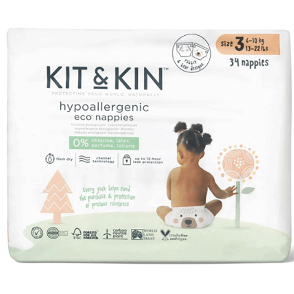 Scutece hipoalergenice KIT&KIN Eco nr 3, Unisex, 6-10 kg, 34 buc