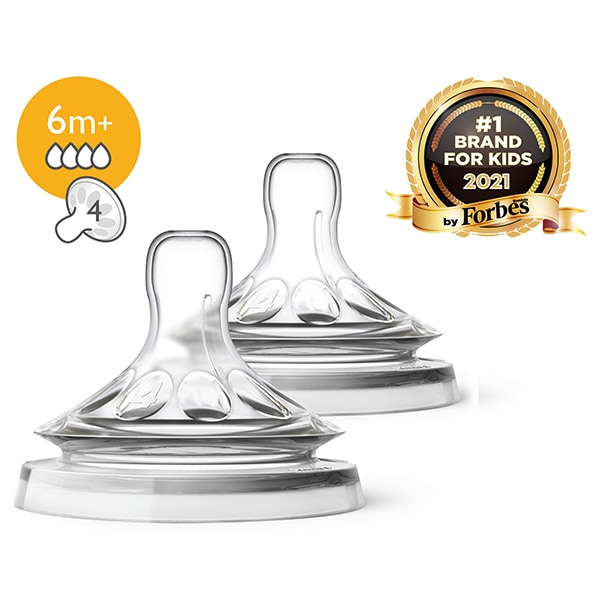 Set tetine PHILIPS AVENT Natural SCF044/27, flux rapid, 6 luni +, 2 buc, silicon