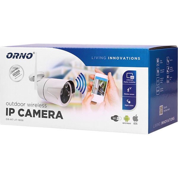 Camera supraveghere Wireless exterior ORNO OR-MT-JT-1806, HD 960p, IR, Night Vision, alb