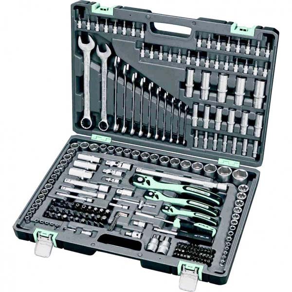 Trusa scule STELS, 1/4, 3/8, 1/2, Cr-V, S2, cutie armata, 216 piese