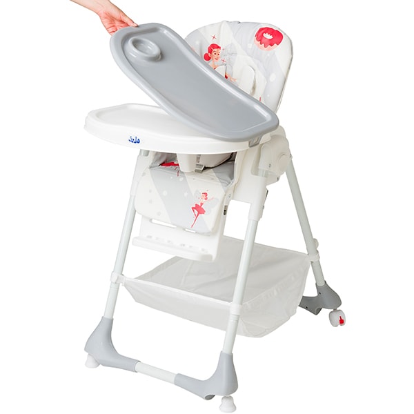 Scaun de masa JUJU Eat&Joy Dancing Ballerina, 6 luni+, alb-rosu