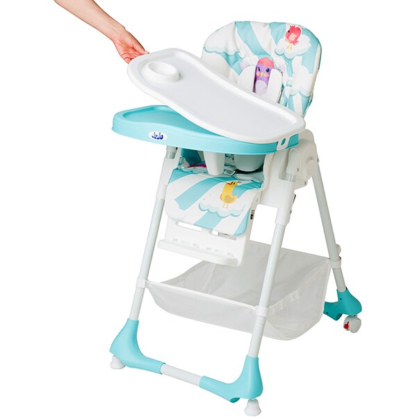 Scaun de masa JUJU Eat&Joy Happy Birds, 6 luni+, alb-turcoaz