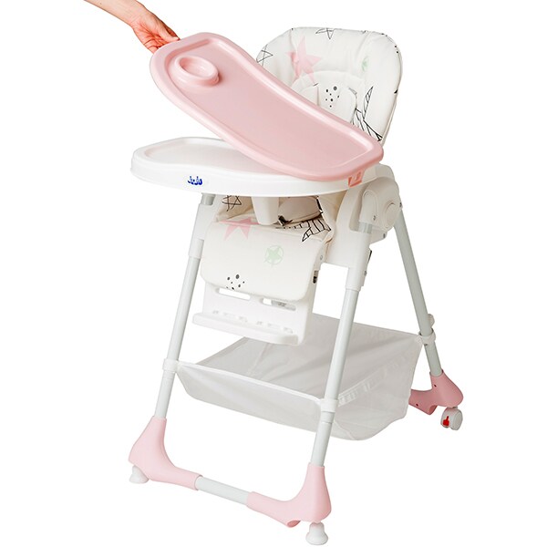 Scaun de masa JUJU Eat&Joy Pink Stars, 6 luni+, alb-roz