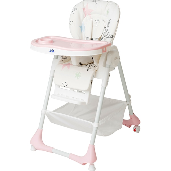 Scaun de masa JUJU Eat&Joy Pink Stars, 6 luni+, alb-roz