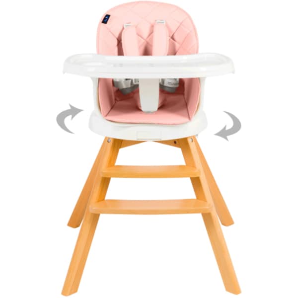 Scaun de masa 3in1 JUJU Eat&Twist JU1021-PINK, 6 luni+, alb-roz