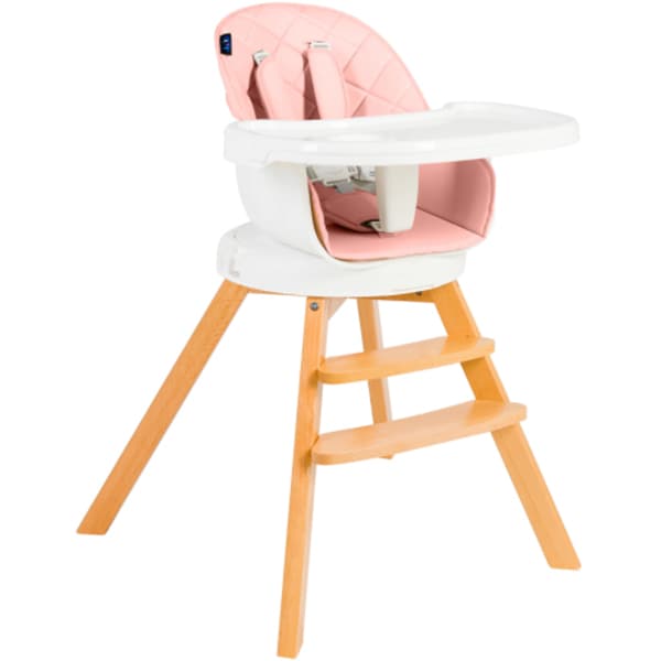 Scaun de masa 3in1 JUJU Eat&Twist JU1021-PINK, 6 luni+, alb-roz