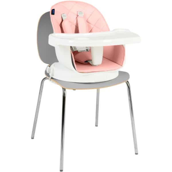 Scaun de masa 3in1 JUJU Eat&Twist JU1021-PINK, 6 luni+, alb-roz