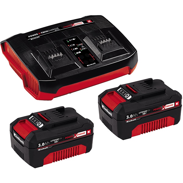 Set incarcator si acumulatori pentru scule electrice EINHELL 4512083, 18 V, 2 x 3.0 Ah, Li-Ion
