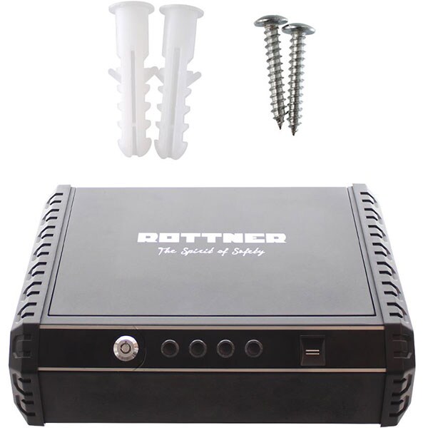 Caseta pistol ROTTNER Gunmaster XL, Incuietoare biometrica, 370 x 100 x 275 mm, negru