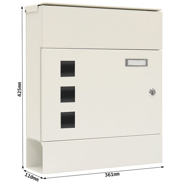 Cutie postala ROTTNER Globe, inchidere cheie, 361 x 425 x 110mm, alb