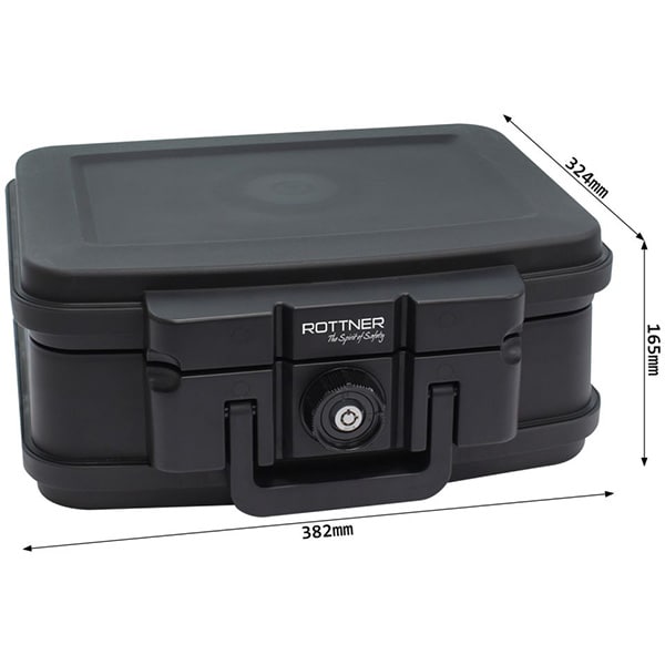 Caseta antifoc ROTTNER Fire Data Box 1, inchidere cheie, 382 x 165 x 324mm, negru