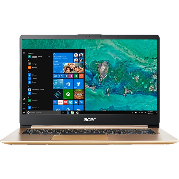Laptop ACER Swift 1 SF114-32-P2XB, Intel Pentium Silver N5000 pana la 2.7GHz, 14  Full HD, 4GB, SSD 256GB, Intel UHD Graphics 605, Windows 10 Home, Gold