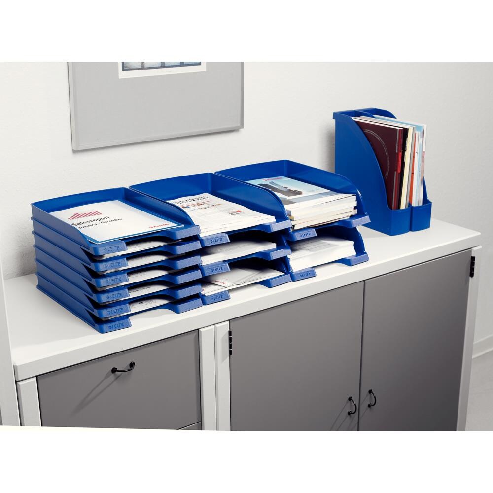 Tavita documente LEITZ Plus Jumbo, plastic, albastru