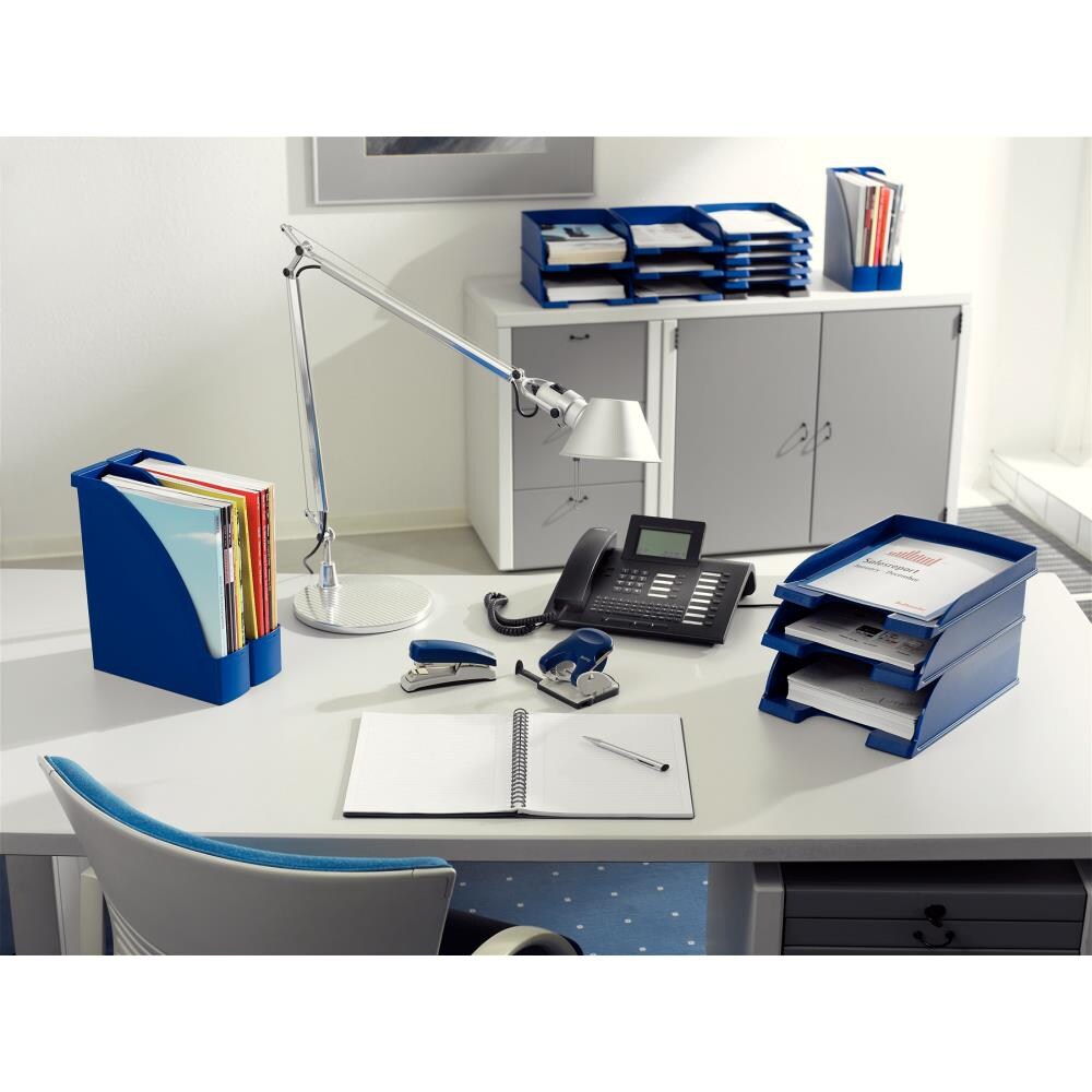 Tavita documente LEITZ Plus Jumbo, plastic, albastru