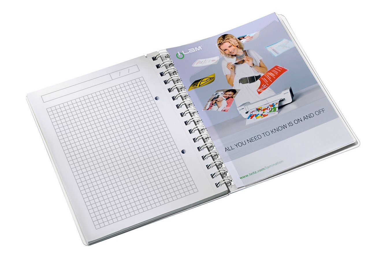 Caiet de birou LEITZ, matematica, A5, 80 file, legatura spirala, turcoaz