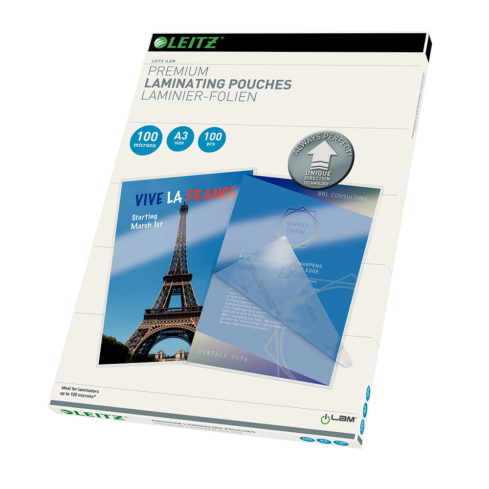 Folie laminat LEITZ, 100 microni, A3, 100 bucati
