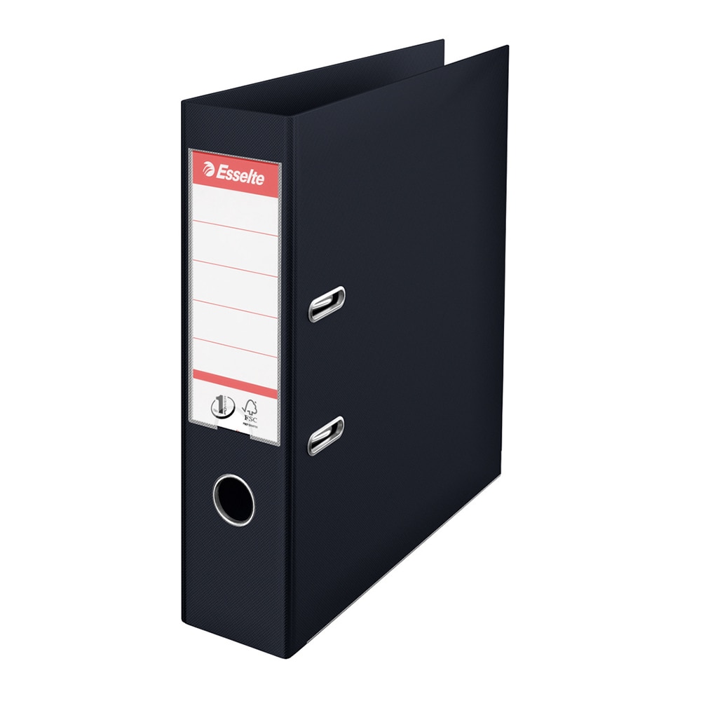 Biblioraft plastifiat ESSELTE Standard, A4, 75 mm, negru