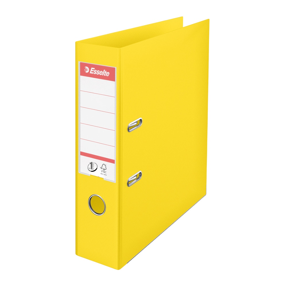 Biblioraft plastifiat ESSELTE Standard, A4, 75 mm, galben vivida