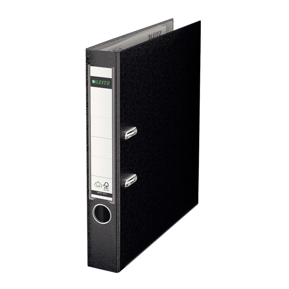 Biblioraft plastifiat/cartonat LEITZ, A4,  52mm, deschidere 180, negru