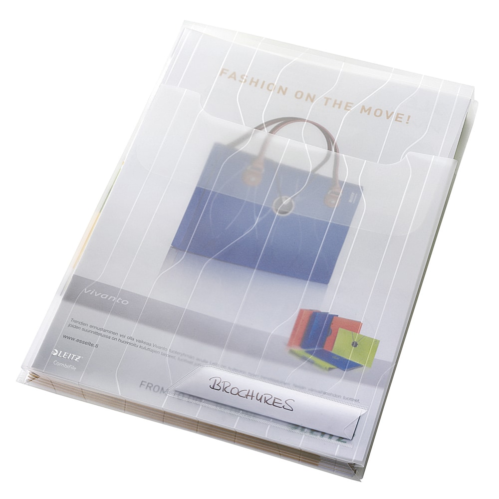 Mapa documente cu burduf LEITZ CombiFile, A4, plastic, 3 bucati, transparent