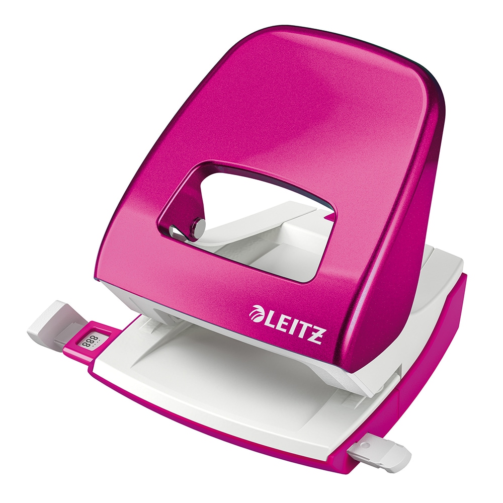 Perforator metalic LEITZ 5008, 30 coli, 2 perforatii, roz metalic