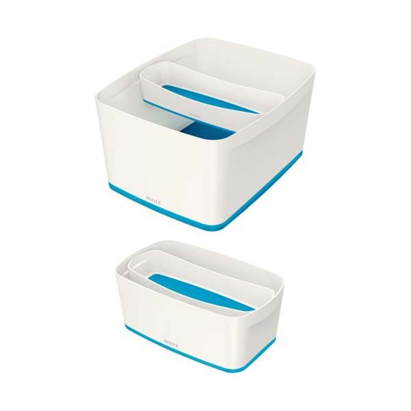 Suport accesorii birou LEITZ MyBox Organiser plastic, alb-albastru