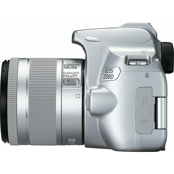 Aparat foto DSLR CANON EOS 250D, 24.1 MP, Wi-Fi, silver + Obiectiv EF-S 18-55mm IS
