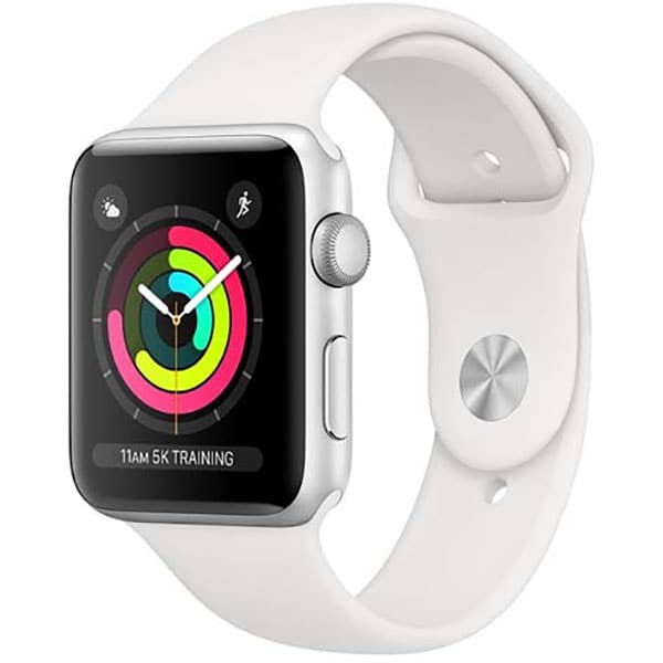 APPLE Watch Series 3 42mm Silver Aluminum Case, White Sport Band