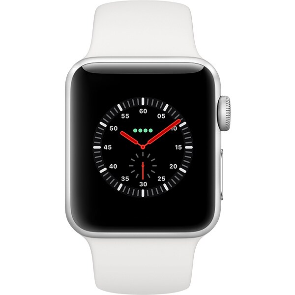 APPLE Watch Series 3 GPS + Cellular, 38mm Silver Aluminum Case, White Sport Band