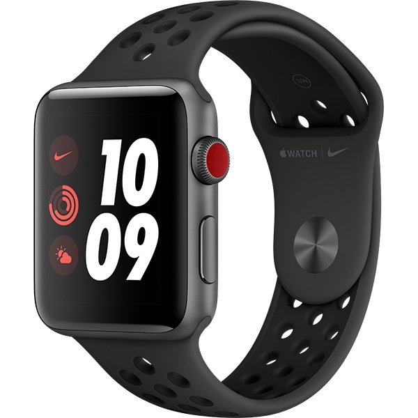 APPLE Watch Nike Series 3 GPS + Cellular, 42mm Space Gray Aluminium Case, Black Nike Sport Band