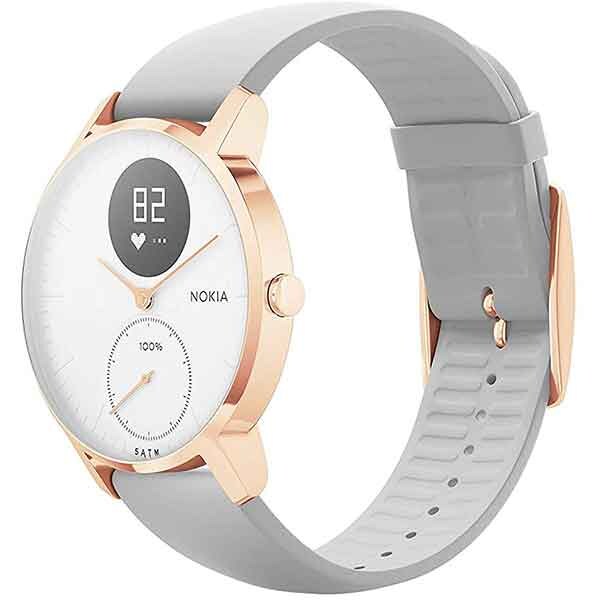 Smartwatch NOKIA Steel HR 36mm, Android/iOS, silicon, Small, Carcasa Rose Gold, Grey Band