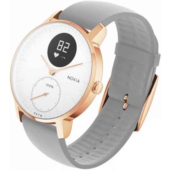 Smartwatch NOKIA Steel HR 36mm, Android/iOS, silicon, Small, Carcasa Rose Gold, Grey Band