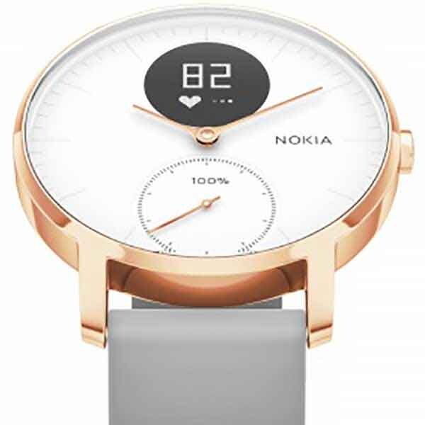 Smartwatch NOKIA Steel HR 36mm, Android/iOS, silicon, Small, Carcasa Rose Gold, Grey Band